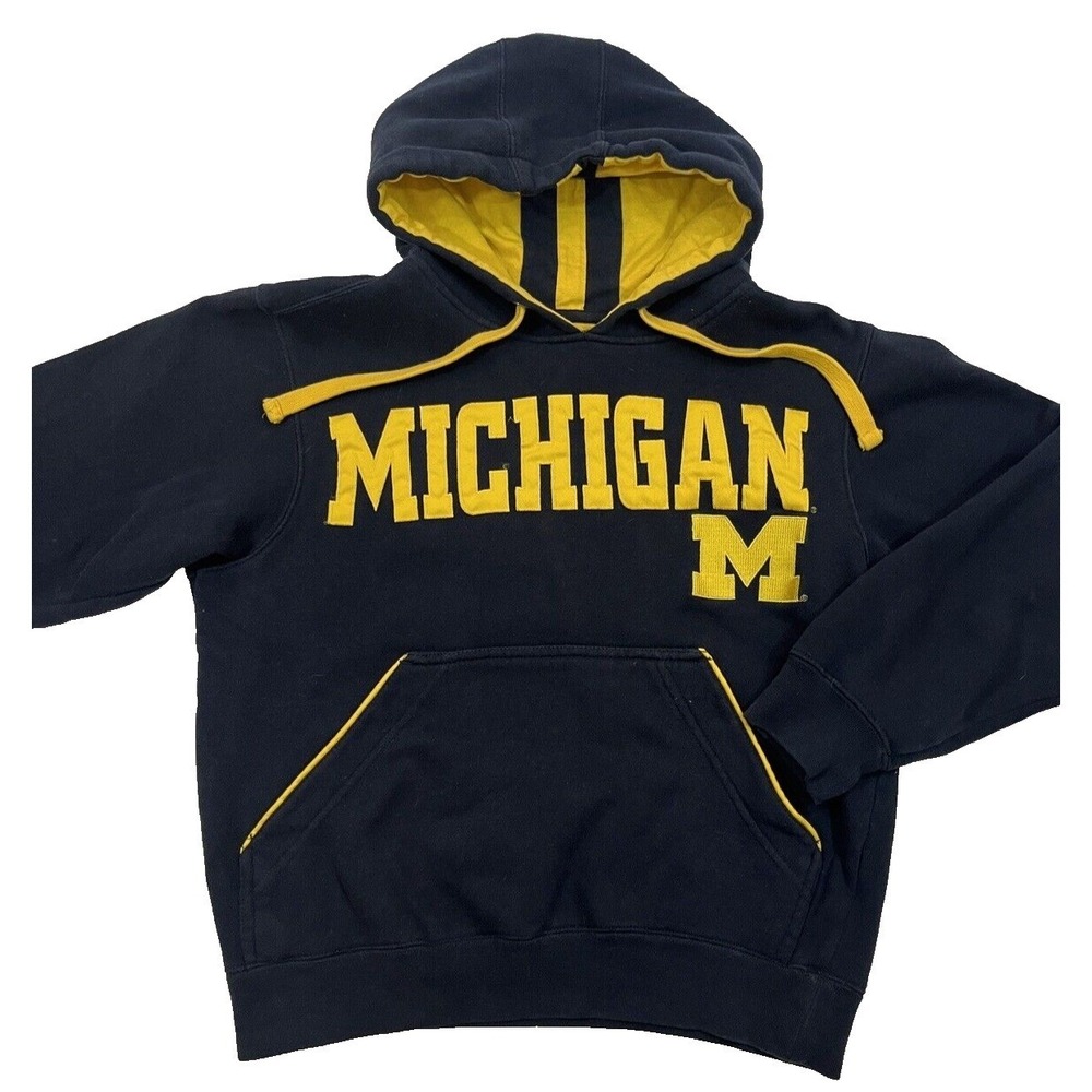 Vintage Y2K Champs Michigan Hoodie Womens XS Navy Blue Stitched Boxy Baggy Fit